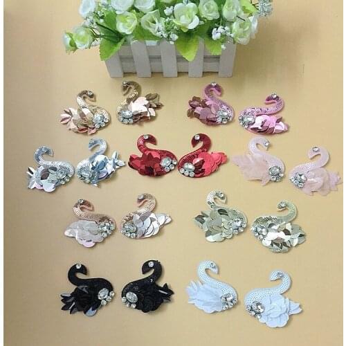 4Piars,8Pcs Clothing decorative beading sequins diamond red black pink beads swan lace patch DIY manual bag accessories A1340