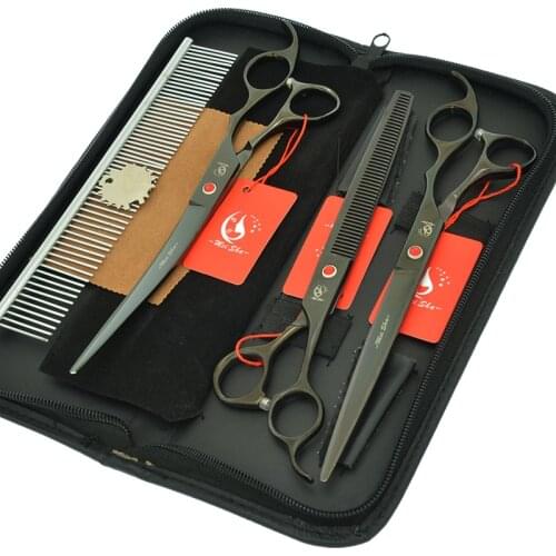 8.0" Big Grooming Scissors for Pets Japanese 440c Dog Hair Cutting Shears Thinning Clipper Curved Tesoura Dog Accessories HB0255