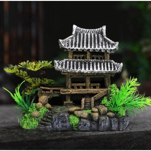 Aquarium Decoration Rockery Landscape Fish Tank Landscaping Accessories Resin Atificial House Building Ornament Landscape Decor