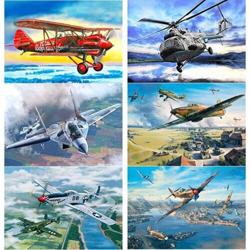 New 5D DIY Diamond Painting Full Square Round Drill Aircraft Diamond Embroidery Fighter Cross Stitch Crafts Art Home Decor Gift