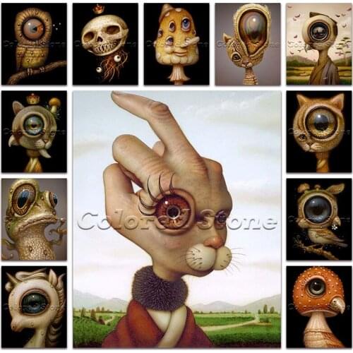 New Diamond painting Cartoon abstract animal owl skull chicken cat frog unicorn rabbit 5D DIY Full Square Drill embroidery 092