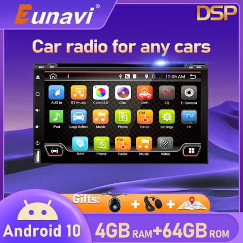 Eunavi 2 din android car dvd multimedia player universal 2din auto radio stereo GPS Navigation headunit in dash usb FM WIFI