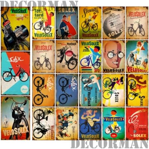 [ DecorMan ] VELO SOLEX France Bike Metal SIGN Custom Wall Poser iron Painting PUB Room Bar Hotel Decor LTA-2033