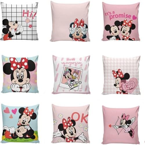 Disney cartoon Mickey mouse Minnie pillowcase children black and white plaid pillowcase pillow cover christmas pillow