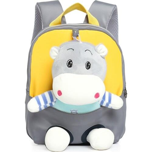 2021 Plush Hippo Childrens backpack Cartoon cute small school bags lightweight Child girl backpack Waterproof backpack for boys