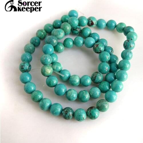 DIY Crystal Accessories Round 6mm Green Turquoises Semi-precious Stone Loose Beads Strand 15" Women Jewelry Making