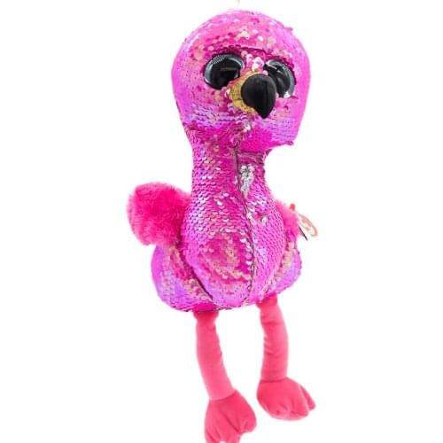 New 6" 15cm Ty Big Eyes Stuffed Peas Plush Toy Animal Glittering Flamingo Puffy Collection Doll Boy Girl Birthday Christmas Gift