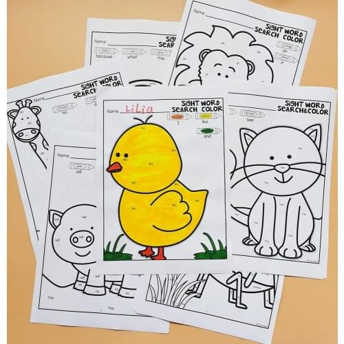 Learn English Color word Drawing Coloring by Sight Word Classroom Game Integration Workbook Classroom Teaching Reading Books