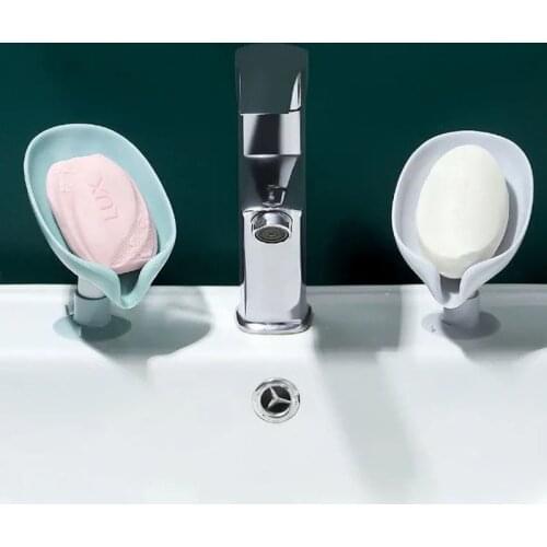 Leaf Shape Soap Box Drain Soap Holder Box Bathroom Shower Soap Holder Sponge Storage Plate Tray Bathroom Supplies Bathroom Gadge