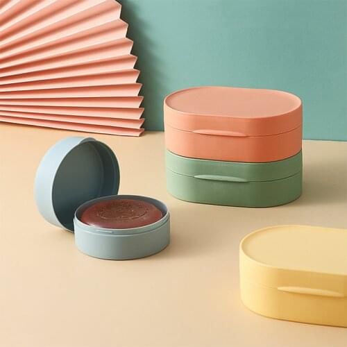 Round Travel Soap Box Portable Soap Dishes Tray with Lid Waterproof Sealed Soap Container Bathroom Shower Bathroom Gadgets