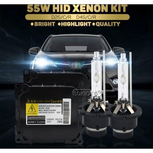 SUKIOTO OEM 55W Xenon Lamps D2S HID Ballast Kit 4300K 5000K D4S 6000K 8000K D2R D4R Car Headlight Lens Automatic High Beam Lamp