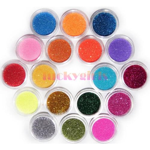 Fashion 18 Colors Mix UV Gel Nail Art Glitter Dust Powder For UV GEL Acrylic Powder Nail Art Decoration Tips DIY