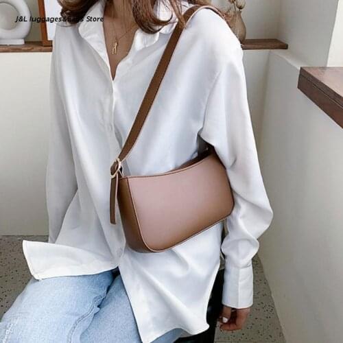 M68C Fashion Underarm Bag Solid Color Small PU Leather Shoulder Bag Handbag Tote Bag