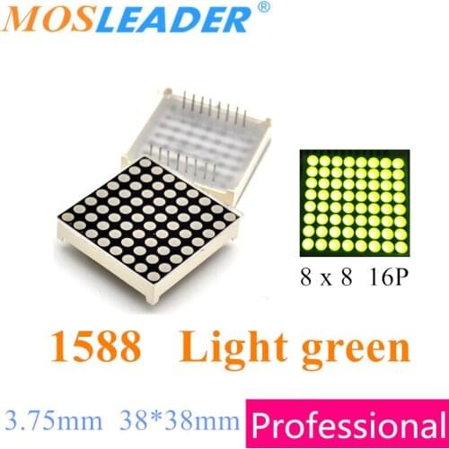 Mosleader 100pcs 1588 Green 38*38mm 3.75mm 16P 8x8 Led Lattice dot array Dot Matrix Display LED Display 8*8 38x38 Dot display