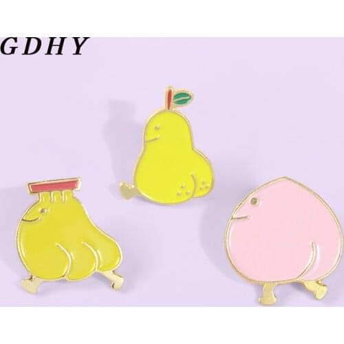 Cartoon Banana Pear Honey peach Fruits Enamel Pin Butt Brooches Pins Badge Brooch jewelry for Kids Gifts