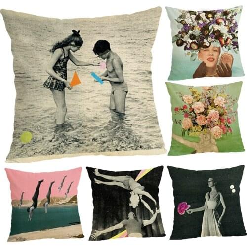 Cotton Linen Cushion Cover Sofa Decorative Throw Pillow Home Chair Car Seat Pillow Case Creative Cojines Almofadas