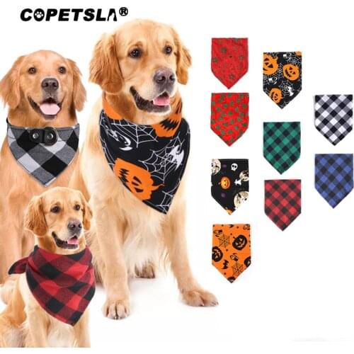 New Dog Bandanas Large Pet Scarf Pet Bandana For Dog Cotton Plaid WashableBow ties Collar Cat Dog Scarf Large Dog Accessories