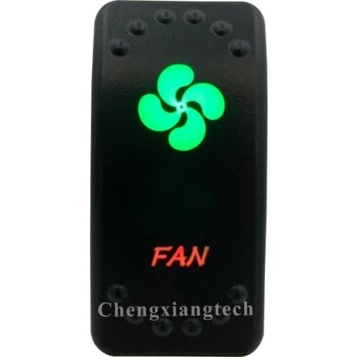 12v 24v, On Off, Up Green & Down Red Led Backlit - Fan - Laser Rocker Switch for Car Boat Truck Bus Push Switch