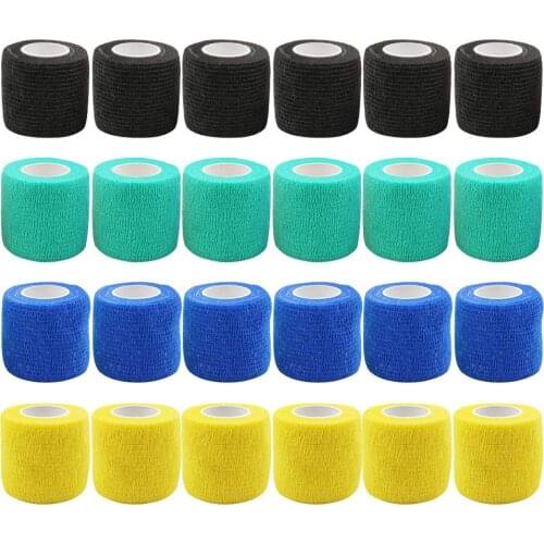 24pcs Disposable Cohesive Tattoo Grip Cover Wrap Self Bandage Roll Elastic Handle MIX COLOR Grip Tape for Tattoo Grip