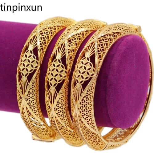PINXUN New Gold Color Bangles For Women Bridal Dubai/African/Indian Bangles Bracelets Gifts Cuff Bracelet