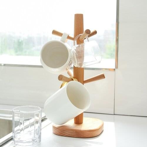 Natural Wooden Cup Holder Household Cup Drainage Shelf Creative Cup Holder Storage Rack Hanger decoration Kitchen living room