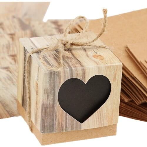 50pcs Rustic Candy Boxes+100pcs Thank You Gift Tags Labels Wedding Favor