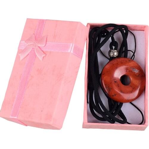 Red Jasper Donut Pendant Set With Necklace Natural Stone Fashion Chakra Pendants Wedding Gift Crystal Mineral Charm Jewelry