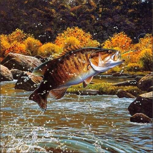 5d Full Square Diamond Painting Fish Mosaic Animal Handmade Gift DIY Diamond Embroidery Cross Stitch Lake Home Decor