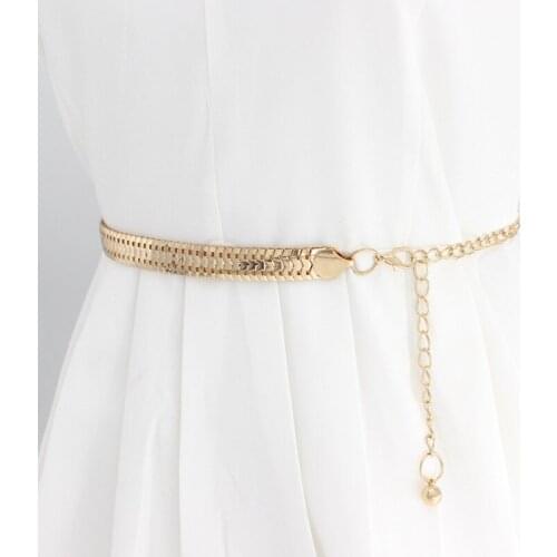 Fashion Simple Chain Belt Women Lady High Waist Gold Belts Waistband For Party Jewelry Dress Metal Chain Belt