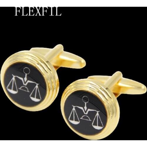 FLEXFIL Luxury shirt cufflinks for mens Brand cuff buttons cuff links gemelos High Quality Libra wedding abotoaduras Jewelry