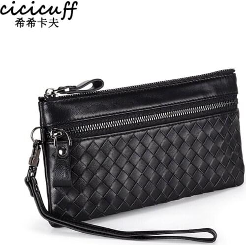 Luxury Brand Knitting Clutch Wallet Womens Long Ultra-Thin Wrist Strap Bag Simple Sheepskin leather Change phone Pouch 2021 New