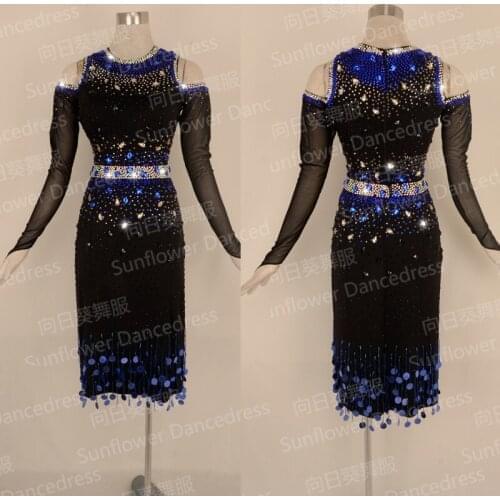 Rumba Jive Chacha Latin Dancewear ballroom dress latin costume fringe latin costume colro black