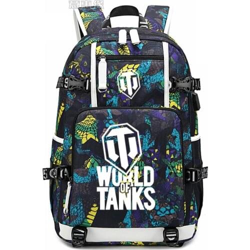 New World of Tanks Backpack laptop bag Men Travel bags USB Luminous Oxford Backpack schoolbag