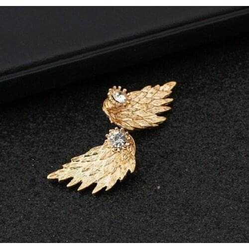 Europe And The United States Fashion Personality Angel Wings Rhinestone Inlaid Alloy Earrings Women 's Earrings Senior Jewelry