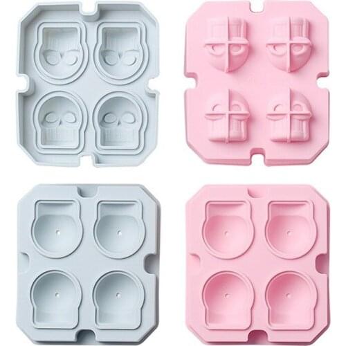 DIY Funny 4 Skull Headband Cover Ice Tray Silicone Mold Bar Ice Box Ice Cube Mold Chocolate Ice Cream Tool Multi-purpose Kitchen