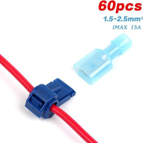 60Pcs 30pairs Quick Electrical Cable Connectors Snap Splice Lock Wire Terminals Crimp Combined terminal terminal splitter clip