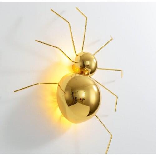 Modern Nordic Wall Lamp for Living Room Creative Gold Spider Personality Bedroom Lights Minimalist Aisle Corridor Light Fixtures