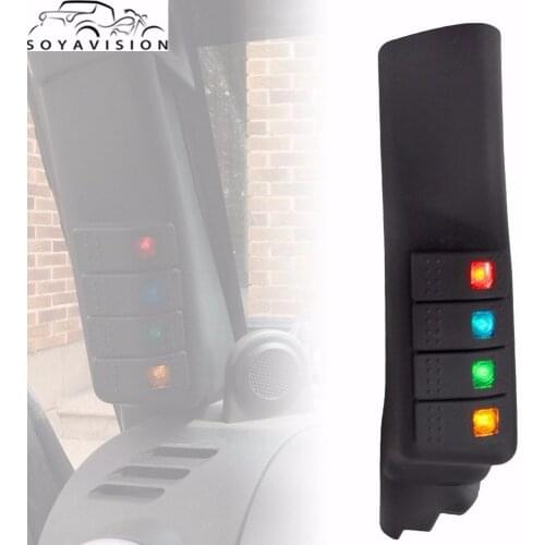 SOYAVISION Black A-Pillar Switch Left Hand Pod Panel 4 LED Rocker Switch for Jeep Wrangler JK 07-16 A-Pillar Switch Accessories