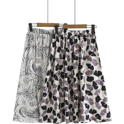 Large Size Womens Slim Digital Printing Big Swing Skirts 2021 Autumn Fall Summer Foreign Style Long Skirt for Women Faldas