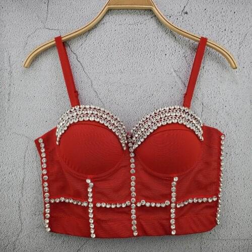 4 Colors Women Sexy Designer Crystal Diamonds Cotton Camisole Tops Summer 2021 Ladies Trendy High Street Short Camis Crop Tops