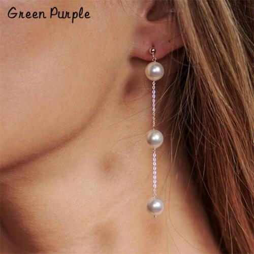 Natural Pearls Earrings Handmade Jewelry Gold Wrap Long Earrings Brincos Minimalism Pendientes Earrings Women Oorbellen