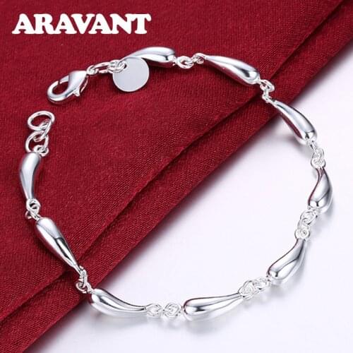 Hot Sale 925 Silver Beautiful Water Drop Bracelets Chains For Women Wedding Fashion Jewelry