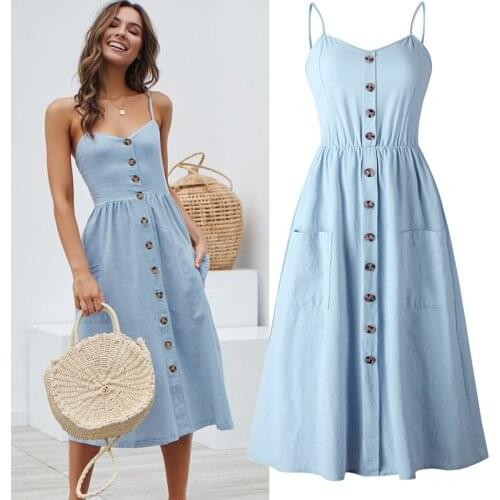 Women Dress Limited Summer Suspender Dress Female 2020 New Temperament Solid Color For Wisdom Smoked French Bellflower Woman