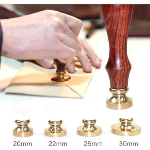 1 Pc Newest Retro Sealing Wax Stamp Copper Head Round Copper Head For Envelope Sealing Wooden Clear Stamps Embossing Folder