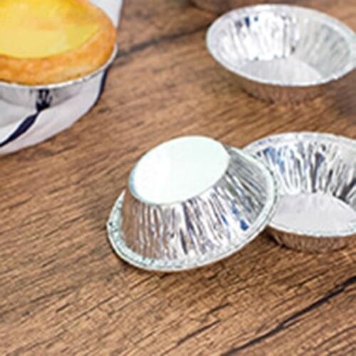 100Pcs Egg Tart Mold 3\\\" Mini Pot Bake Plate Tin Kitchen Home Tool Silver Pudding