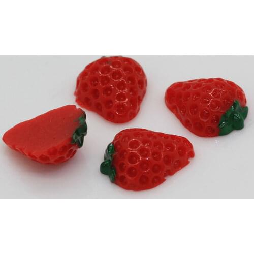 20/100 pcs14MM 18MM 26MM Flatback Cabochon Resin Embellishment Cute Strawberry Shape Resin Cabochon for DIY Craft