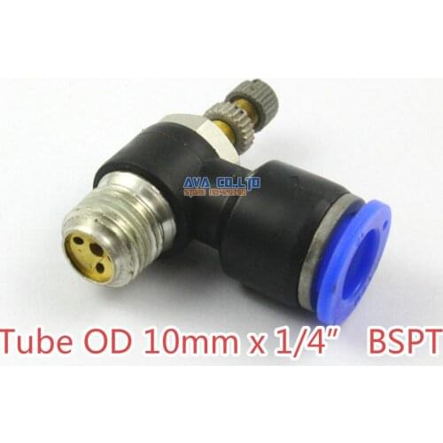 5 Pieces Tube OD 10mm x 1/4" BSPT Air Flow Control Valve Pneumatic Connector Push In To Connect Fitting