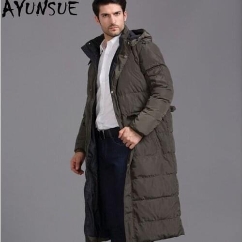 AYUNSUE 2020 Mens Down Jacket Plus Size Long Winter Jacket Men Thick Warm Windbreaker In Jackets Duck Down Coat for Men KJ788
