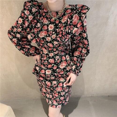 Boho Style Floral Print Dress Lantern Long Sleeve Women Mini Dress O Neck Loose Ladies Dresses Beach Sundress Ropa Mujer