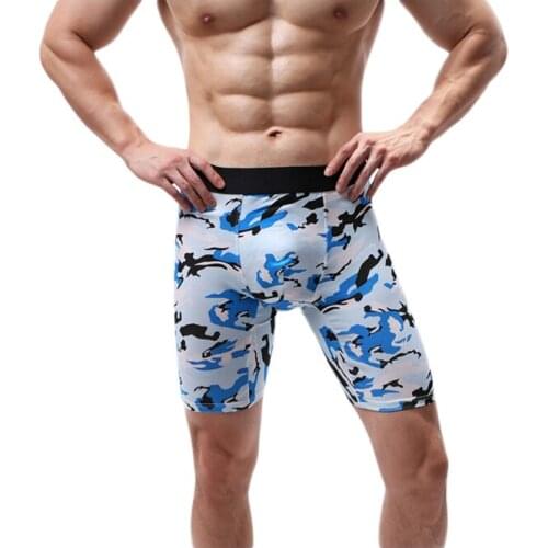Sexy Mens Plus Long Boxer Shorts Underpants Mens Fashion Large Size Boxers Male Camouflage Cotton Underwear Fat 5XL